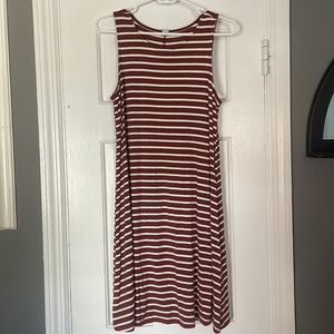 Old Navy Women’s Brown and White Striped Dress
